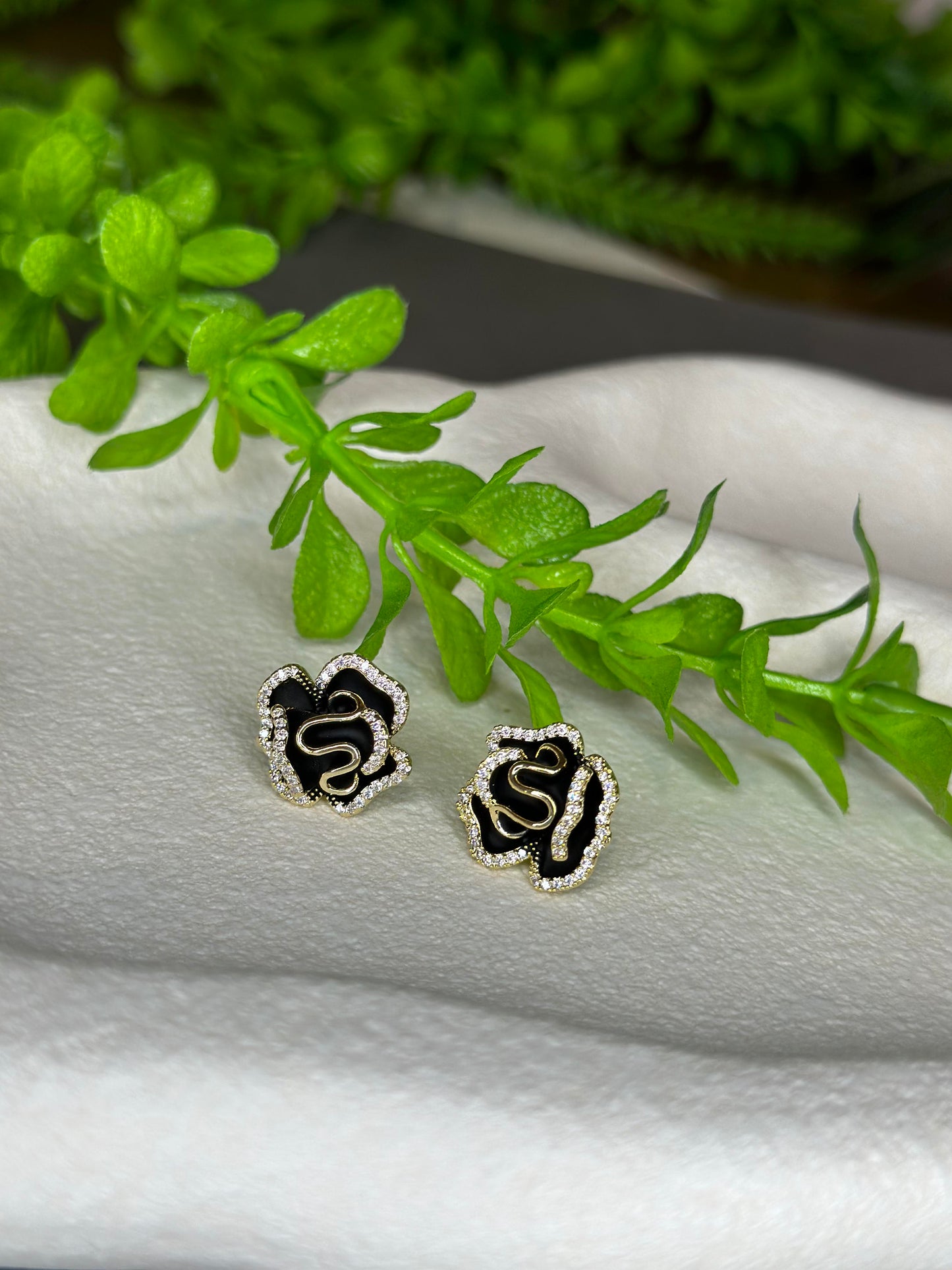 Luxury Camellia Flower Stud Earrings