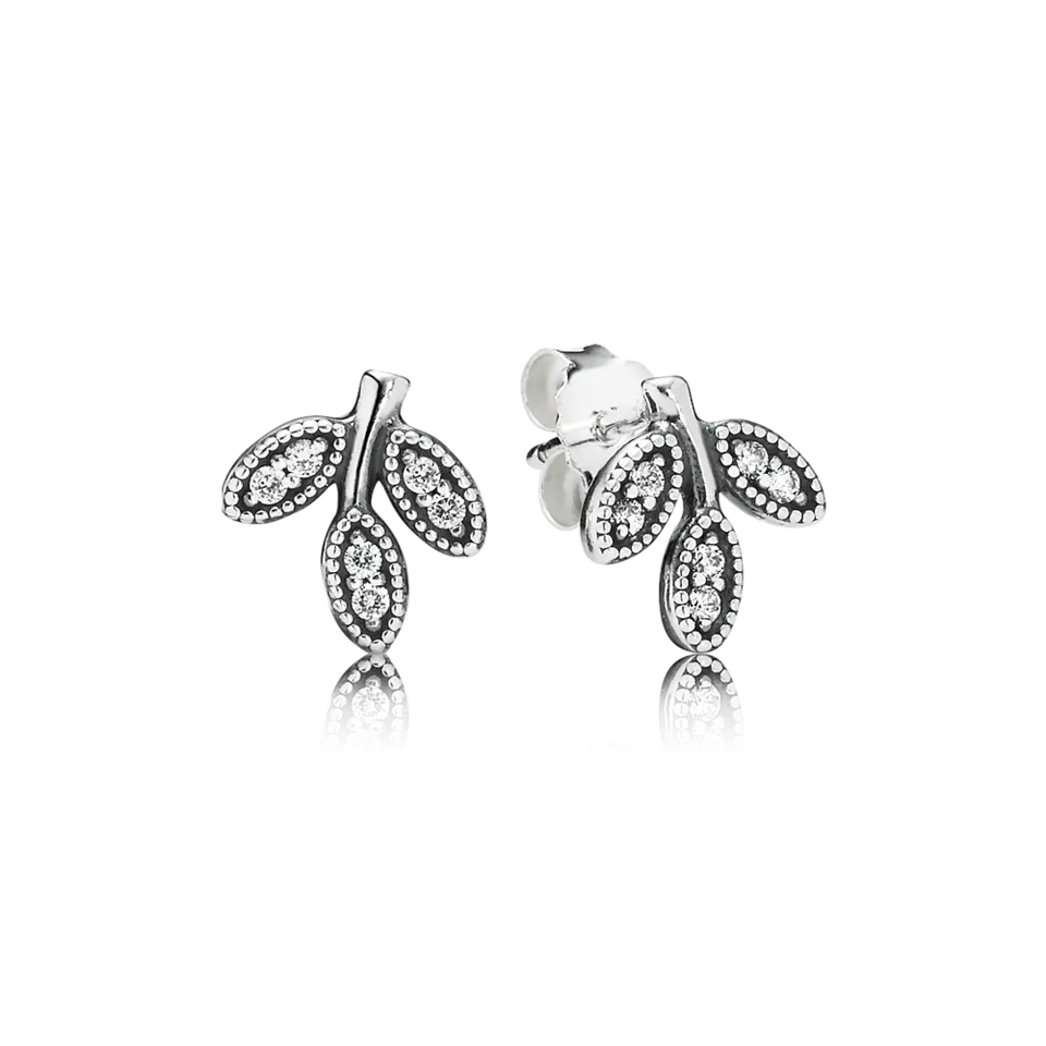 Three leaves silver earrings