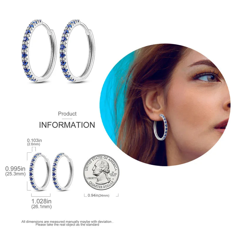 925 Silver Hoop Earrings  For Woman Pendientes Zircon Heart Shape Star Eardrop Original Earring Fashion Jewelry