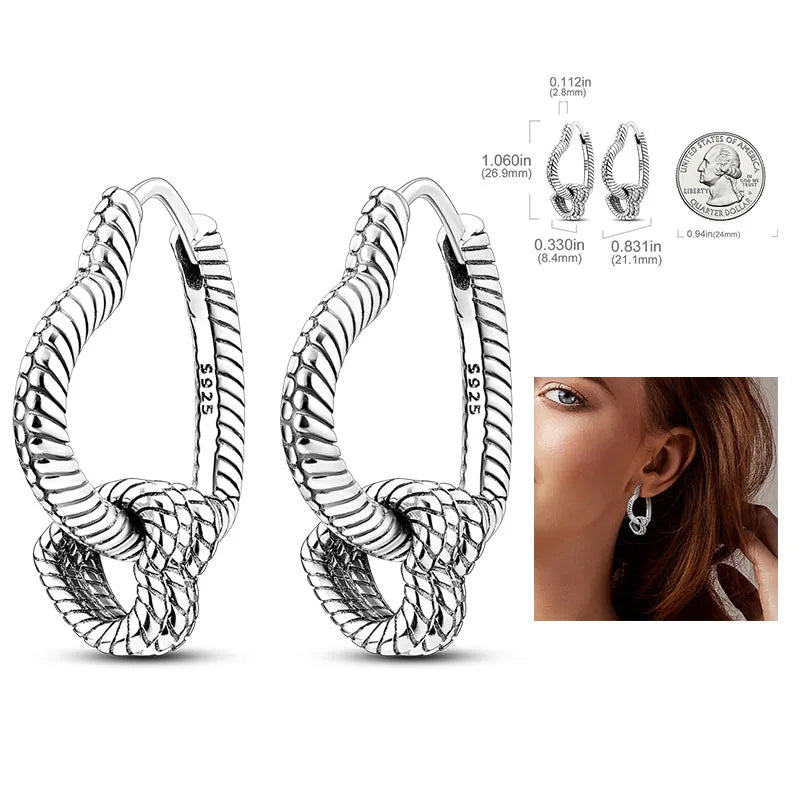 925 Silver Hoop Earrings  For Woman Pendientes Zircon Heart Shape Star Eardrop Original Earring Fashion Jewelry