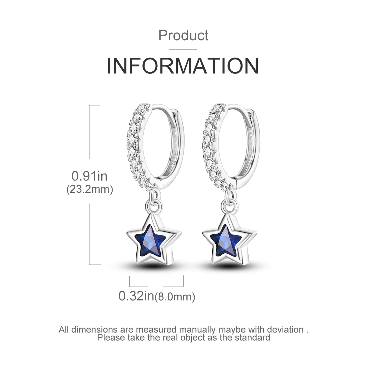 925 Silver Hoop Earrings  For Woman Pendientes Zircon Heart Shape Star Eardrop Original Earring Fashion Jewelry