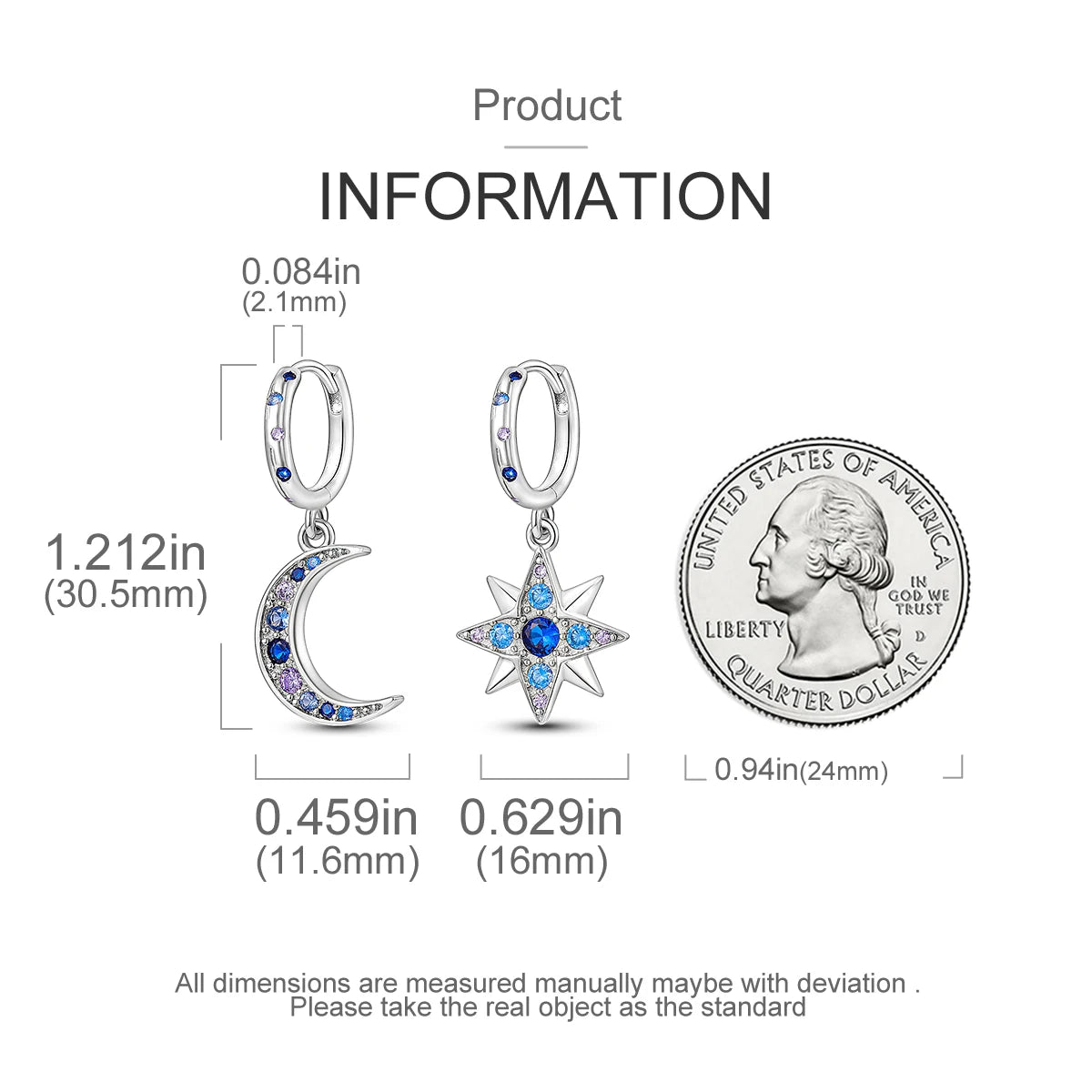 925 Silver Hoop Earrings  For Woman Pendientes Zircon Heart Shape Star Eardrop Original Earring Fashion Jewelry