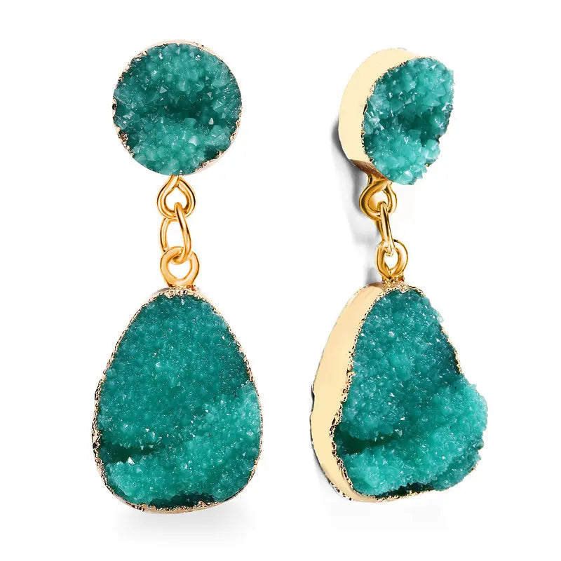 Dangle Drop Druzy  Multi colour gemstone Earrings