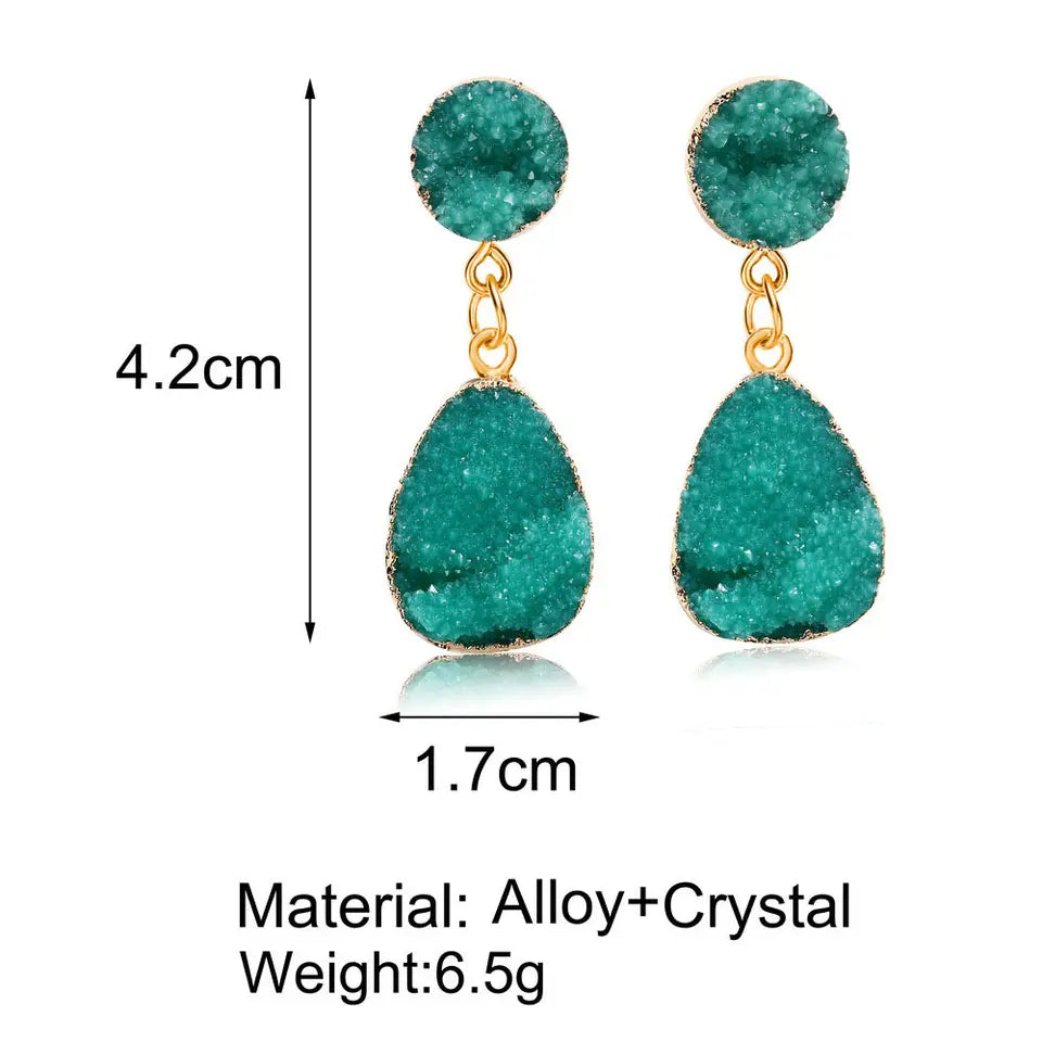 Dangle Drop Druzy  Multi colour gemstone Earrings