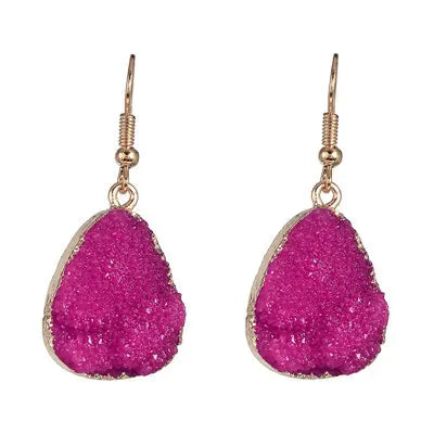 Dangle Drop Druzy  Multi colour gemstone Earrings
